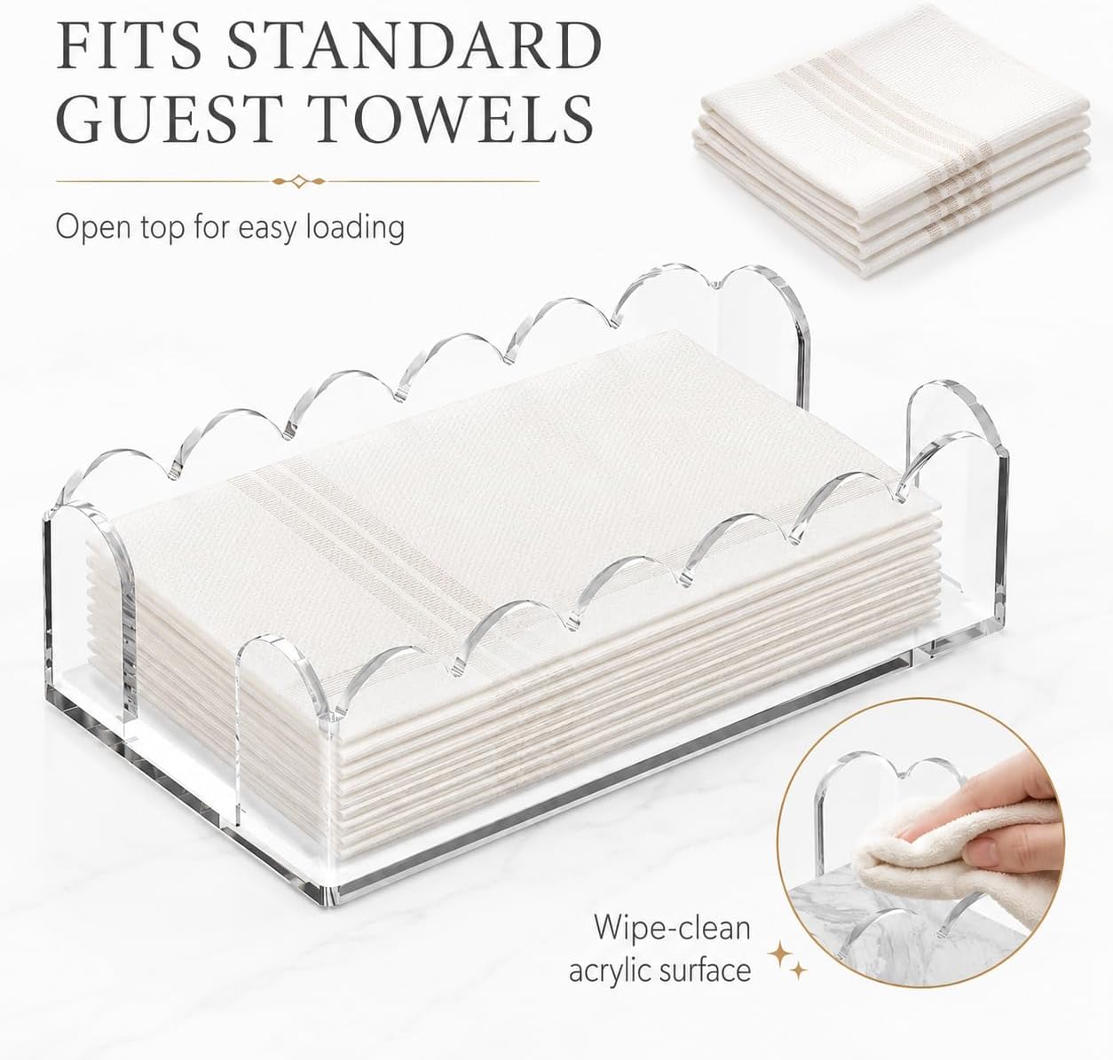 Acrylic Napkin Holder / Clear / Scalloped