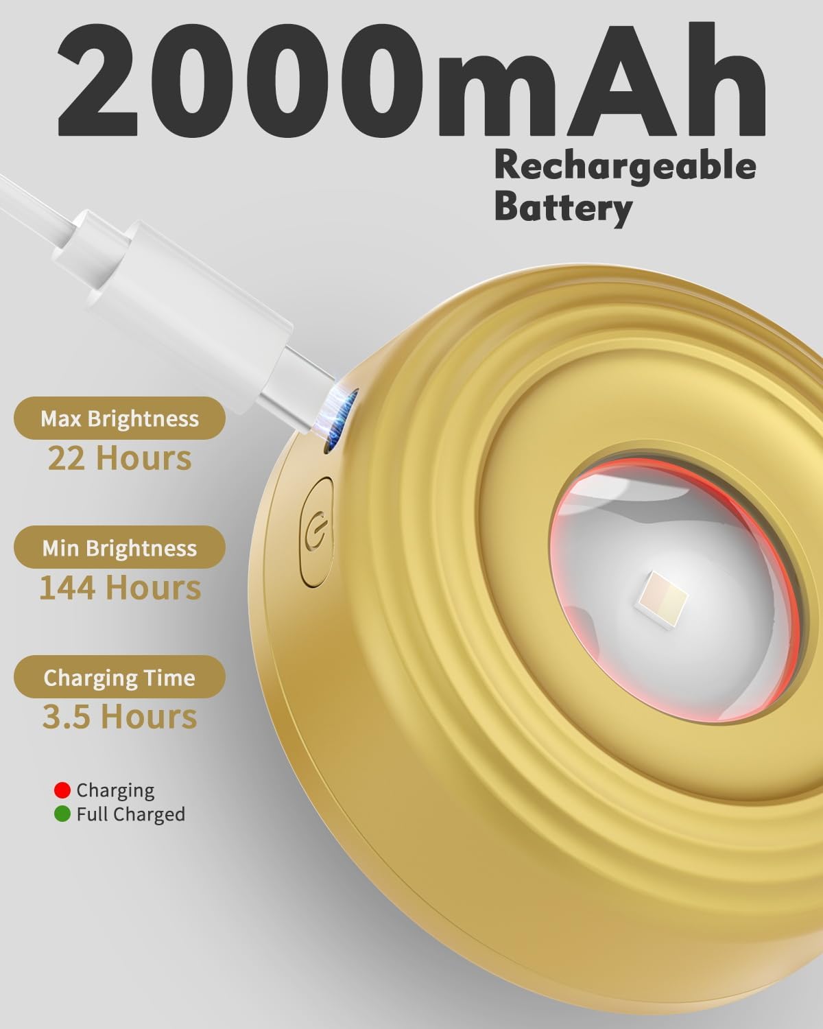 3.3" Picture Lights for Wall Spotlight, 2000mAh Rechargeable, 6Pack, Gold | RGB & 3-Color-Temp丨Remote & Touch