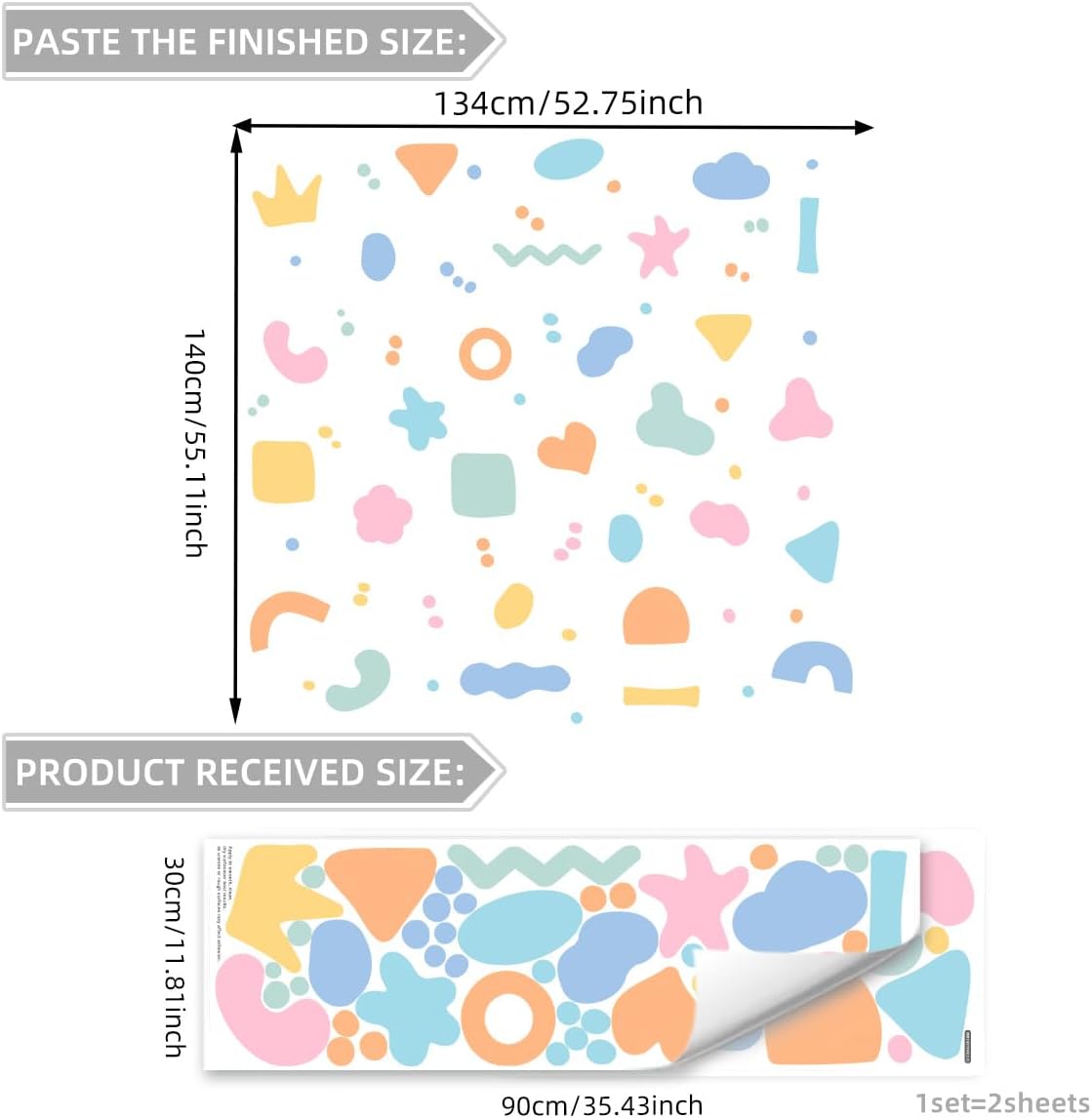 Colorful Irregular Polka Dot and Pattern Vinyl Stickers / Boho Abstract Shapes Wall Decals