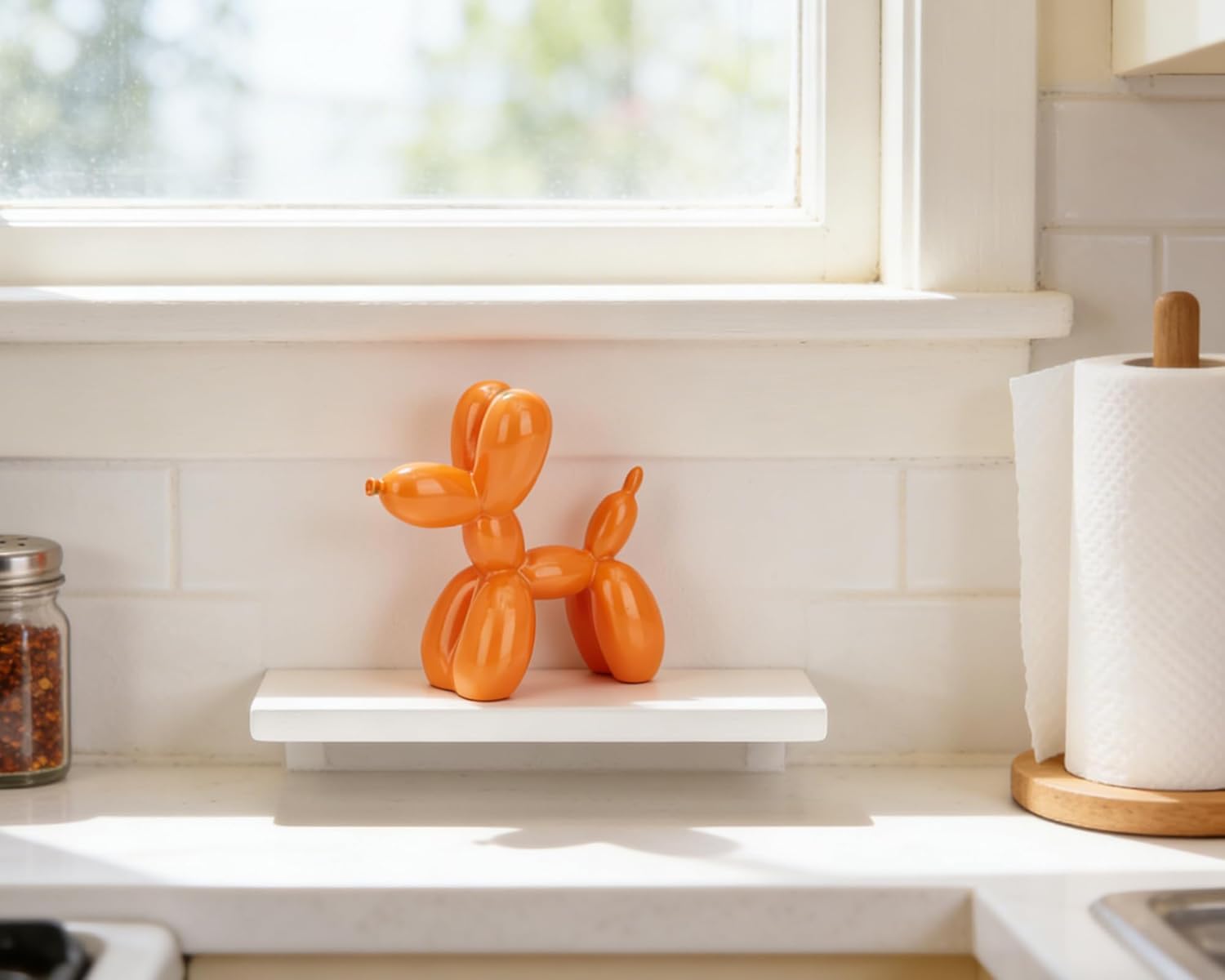 Vibrant Balloon Dog Statue Decor / Orange / 4 Inch
