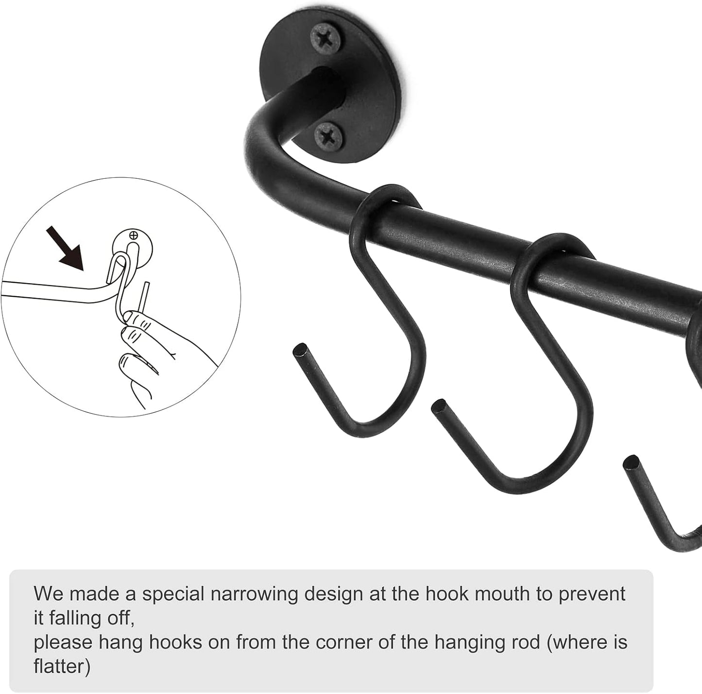 Mkono Mug Holder Wall Mounted Coffee Cup Rack Hanger Modern Metal Wall Rack with 15 Mug Hooks Rustic Utensil Tea Cups