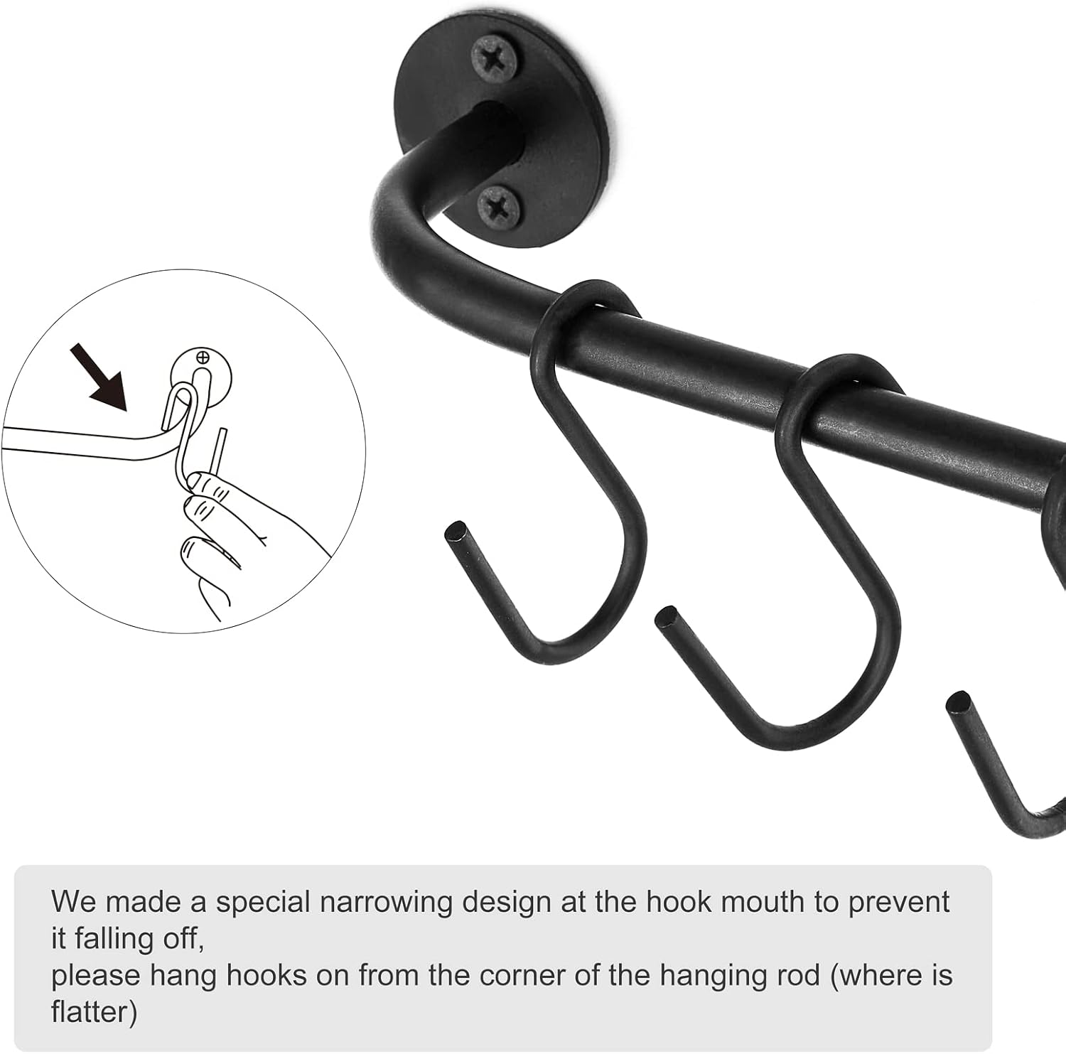 Mkono Mug Holder Wall Mounted Coffee Cup Rack Hanger Modern Metal Wall Rack with 15 Mug Hooks Rustic Utensil Tea Cups