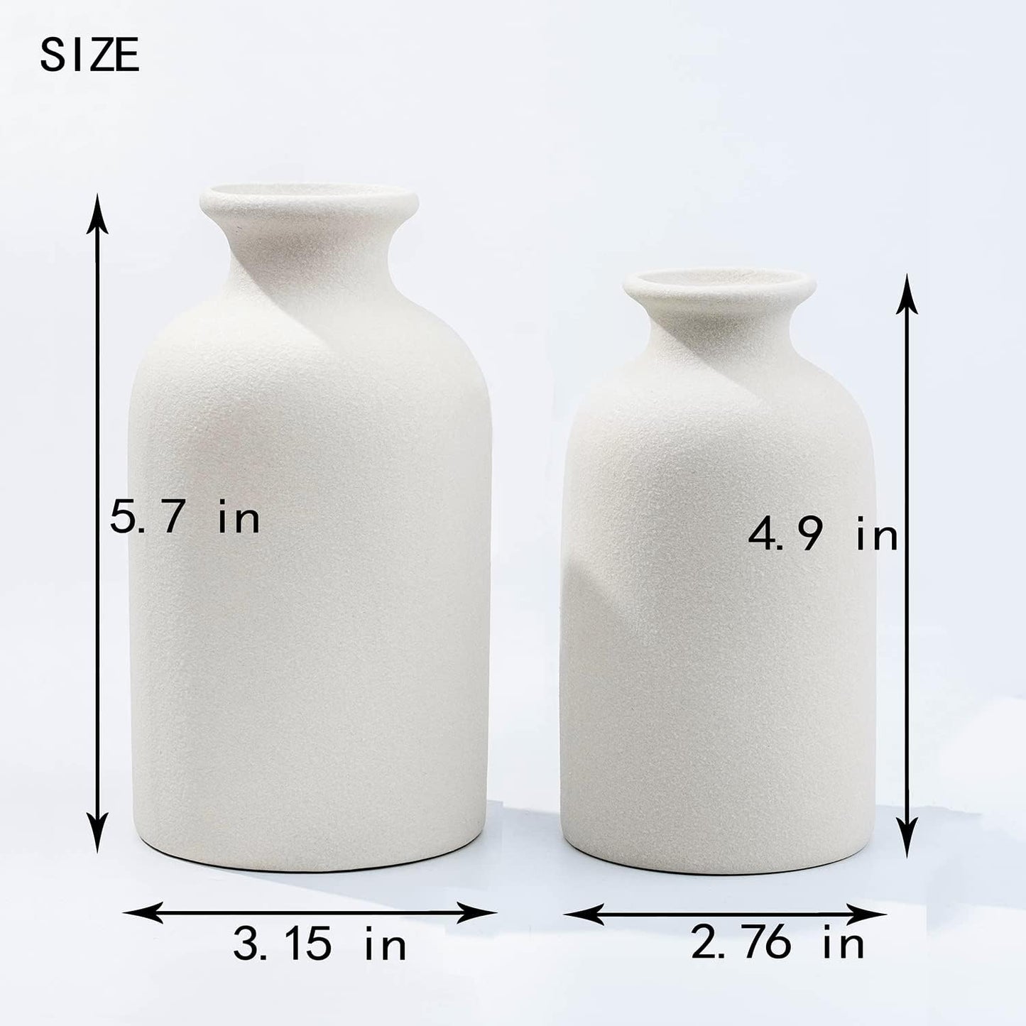 Ceramic vases Home Decor Small vase Set Boho vase Modern Farmhouse Decor / White / Set of 2
