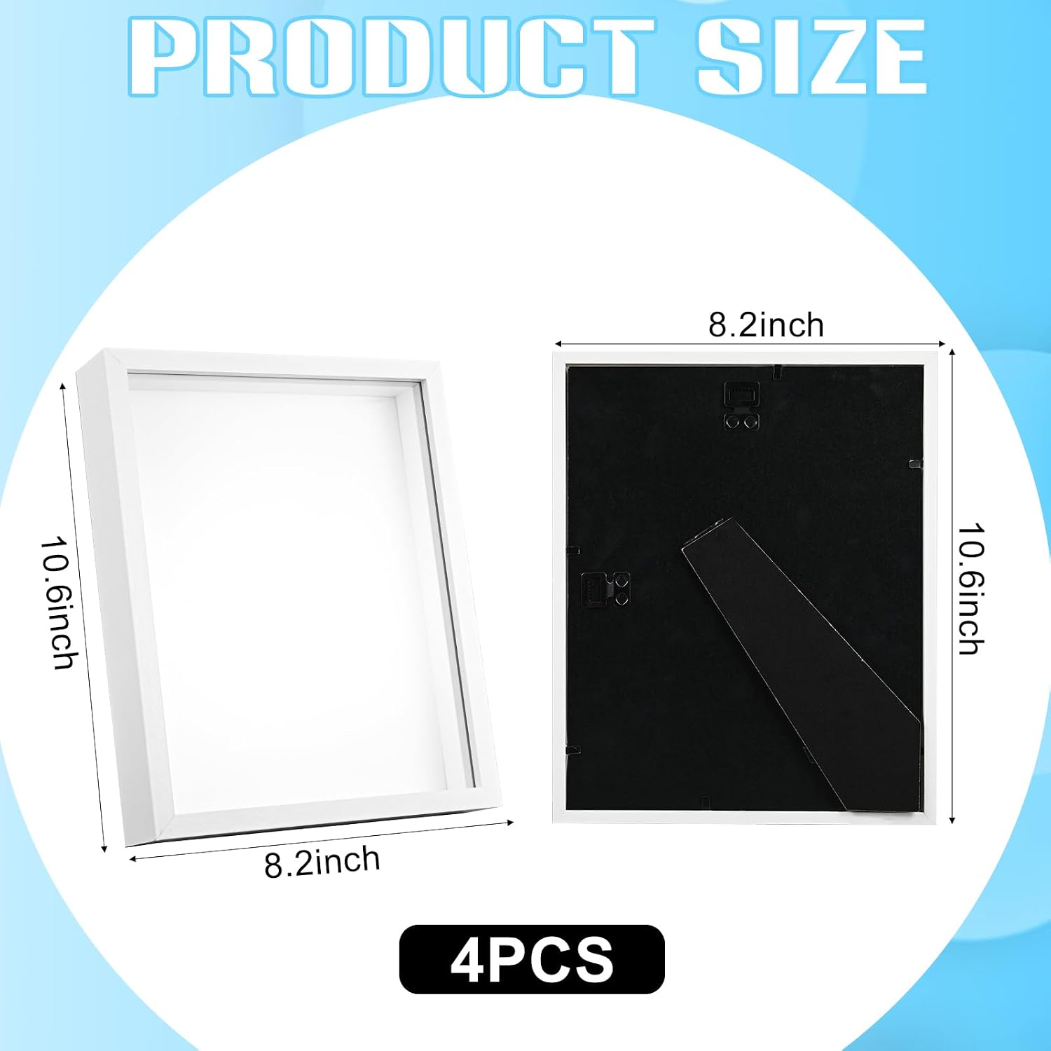 4 Pack 8*10 Shadow Box Frame, Shadow Boxes Display Cases 3D Wood Deep Shadow Box Plexiglass Shadow Boxes with Adhesive