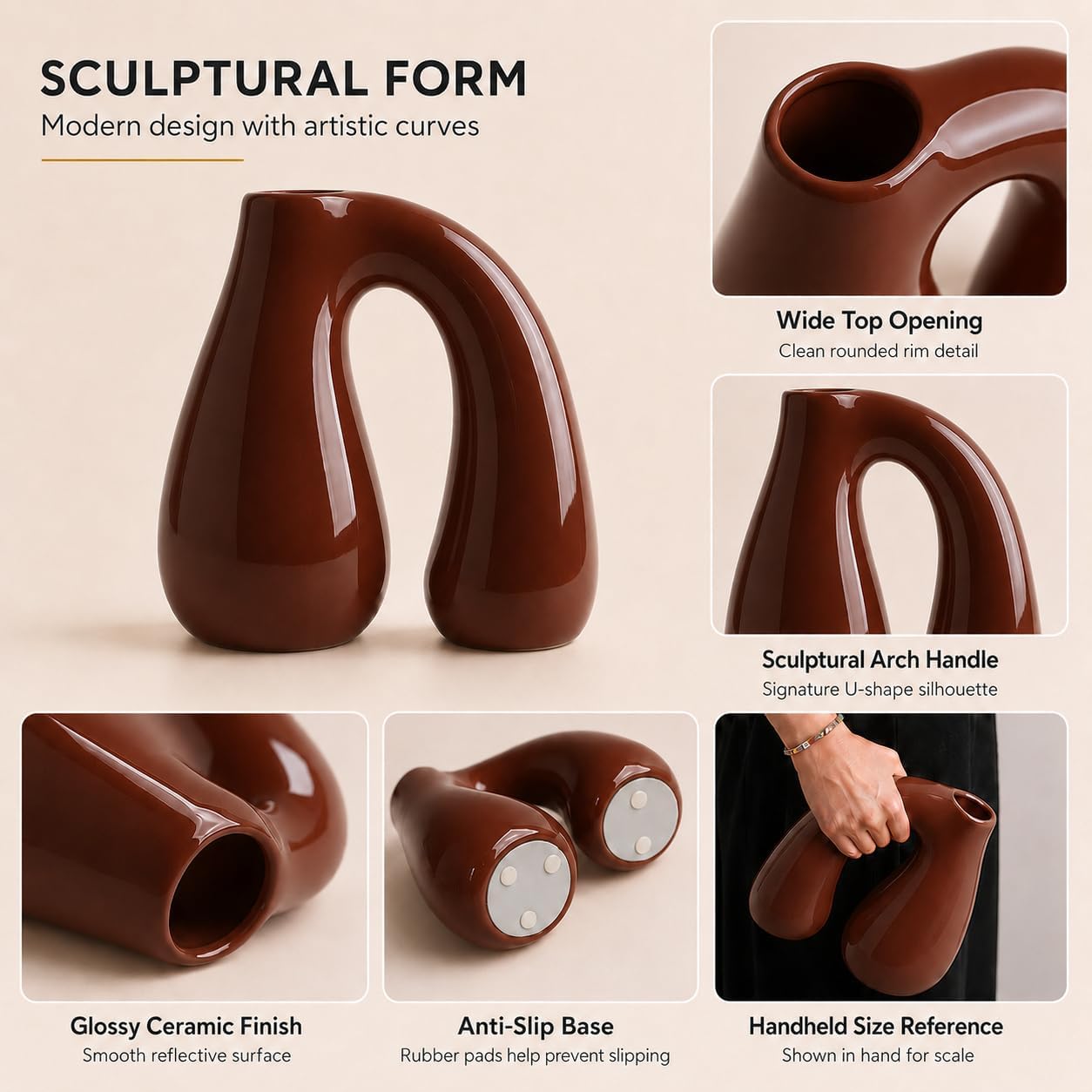 Ceramic Decorative Vase / Brown