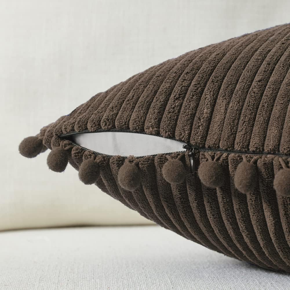 Decorative Throw Pillow Covers / 18 x 18 / Dark Brown / Set of 2
