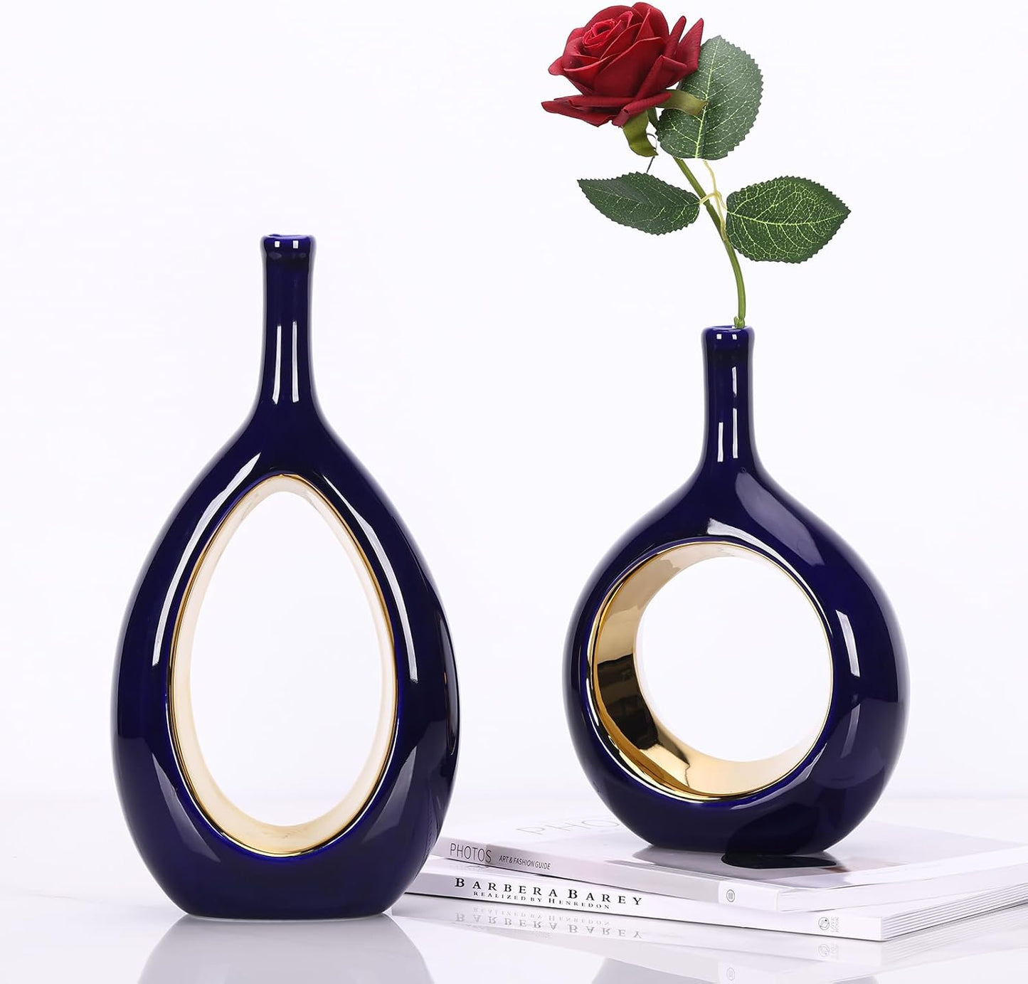 Vase Ceramic Blue Vases Home Decor / Blue and Gold