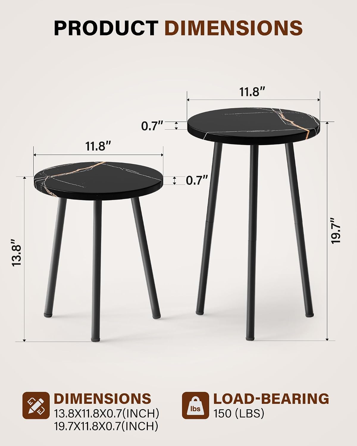 Plant Stand Indoor 2 Pack: Indoor Plant Stand Mid Century Modern Decor | Small Round Plant Table for Indoor Plants