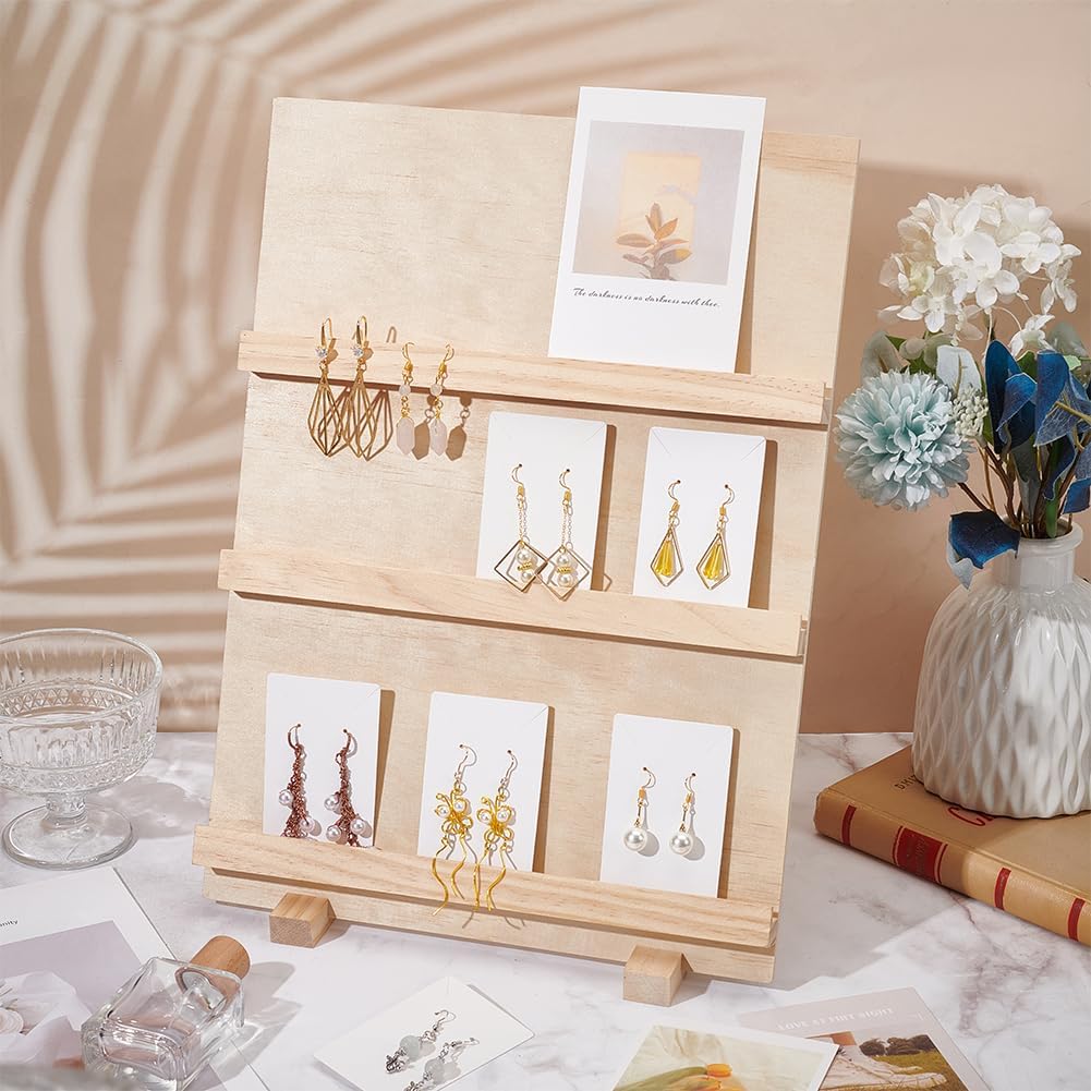 3 Tier Wood Earring Card Holder