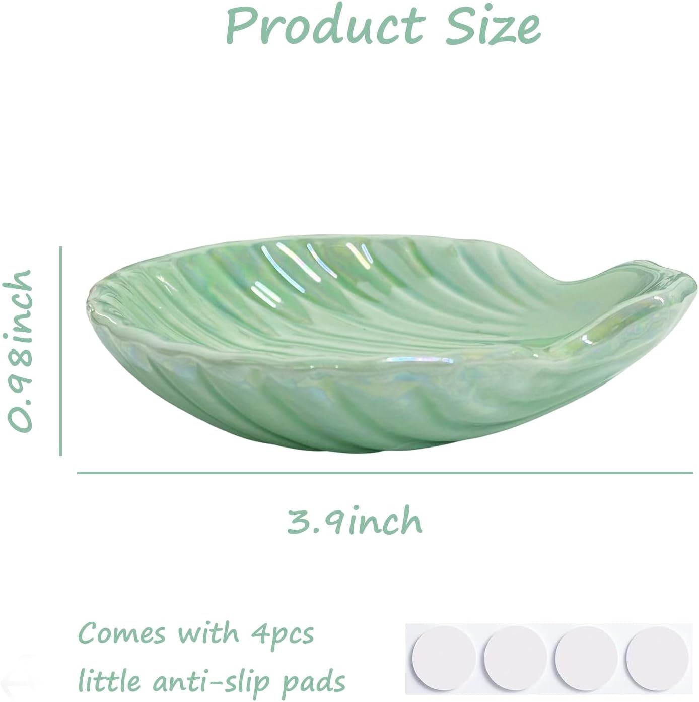 Ceramic Shell Ring Holder Dish / Ice Green