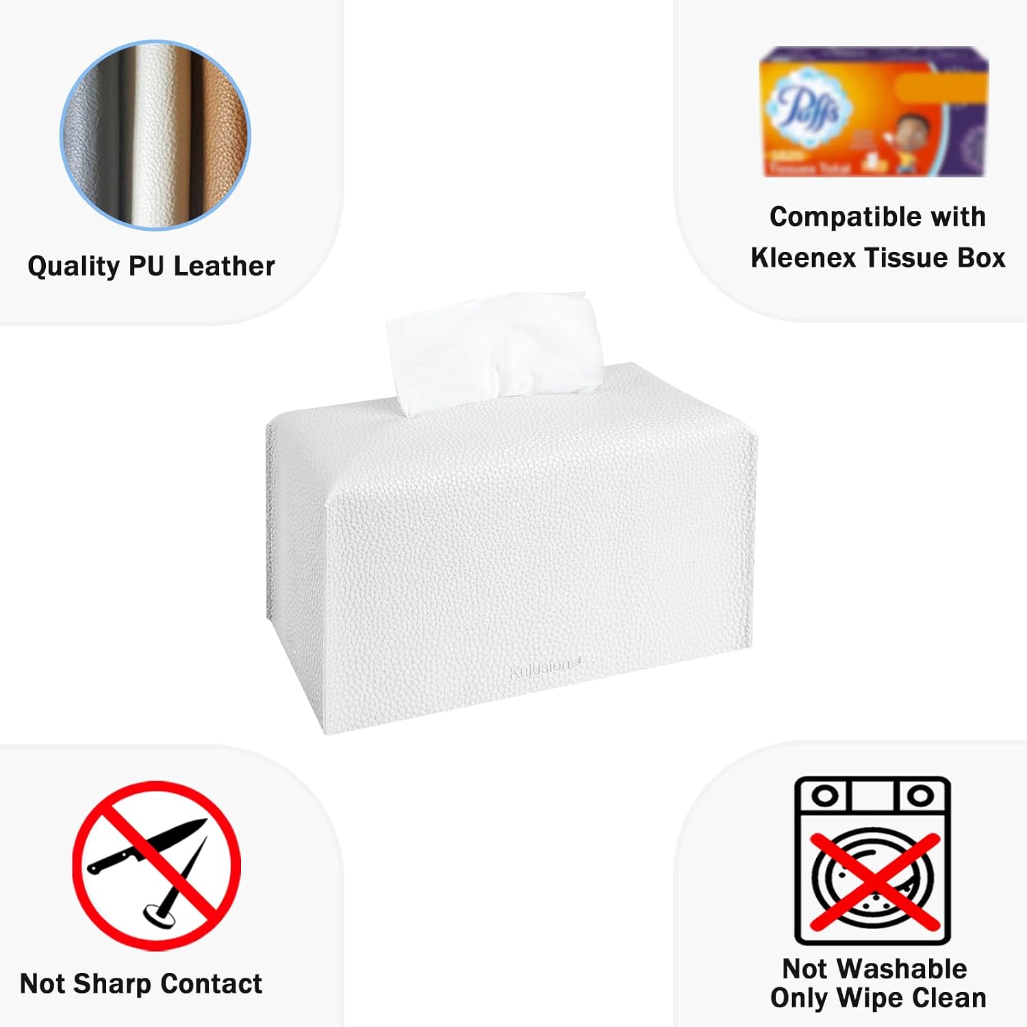 Tissue Box Cover Holder / Rectangle White / Set of 2