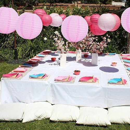BEISHIDA 12-Inch Round Paper Lanterns Hanging Decorative Chinese Paper Lanterns Lamp for Valentine Birthday Wedding Party Decoration and Baby Bridal Shower（6 Packs） Pink
