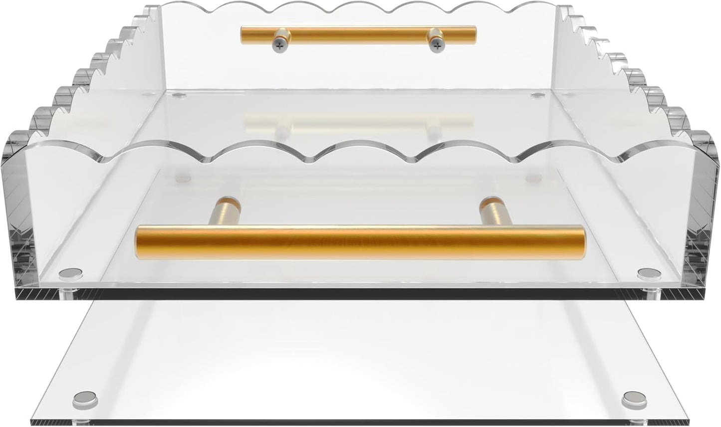 Rectangular Scalloped Acrylic Tray / Bronze / 10 x 12