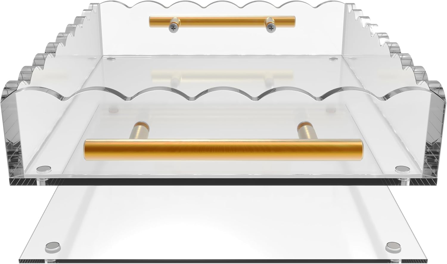 Rectangular Scalloped Acrylic Tray / Bronze / 10 x 12