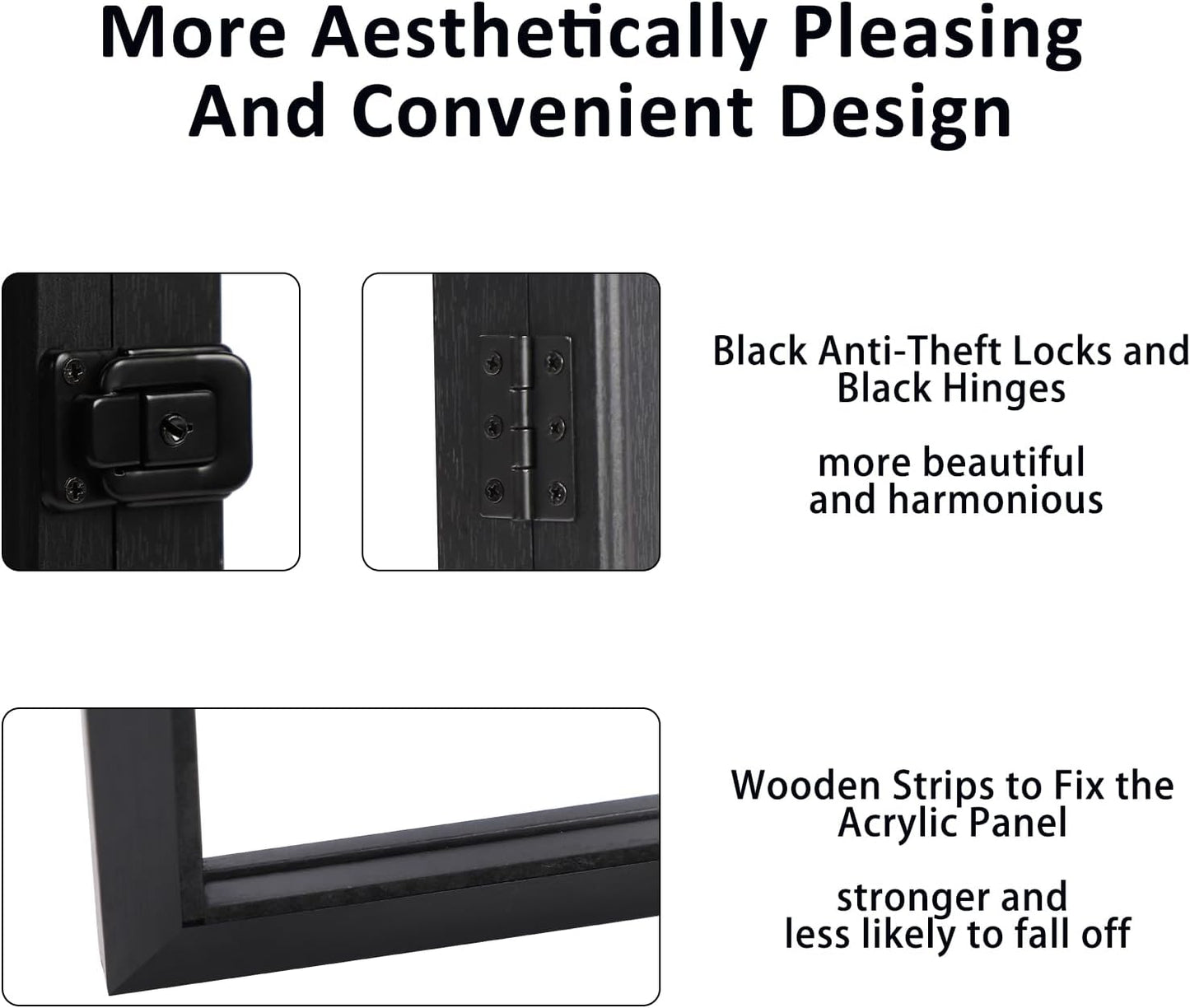 IHEIPYE Jersey Frame Display Case 3 Pack Large Shadow Box Lockable, Black | Black Lock, UV Protection, Hanger, Baseball