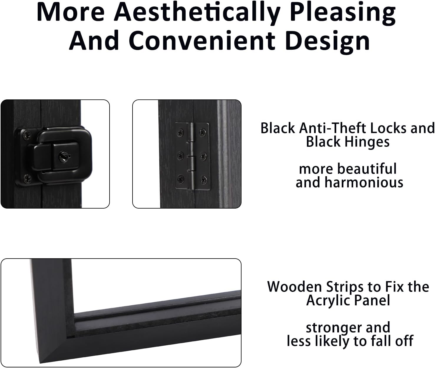IHEIPYE Jersey Frame Display Case 3 Pack Large Shadow Box Lockable, Black | Black Lock, UV Protection, Hanger, Baseball