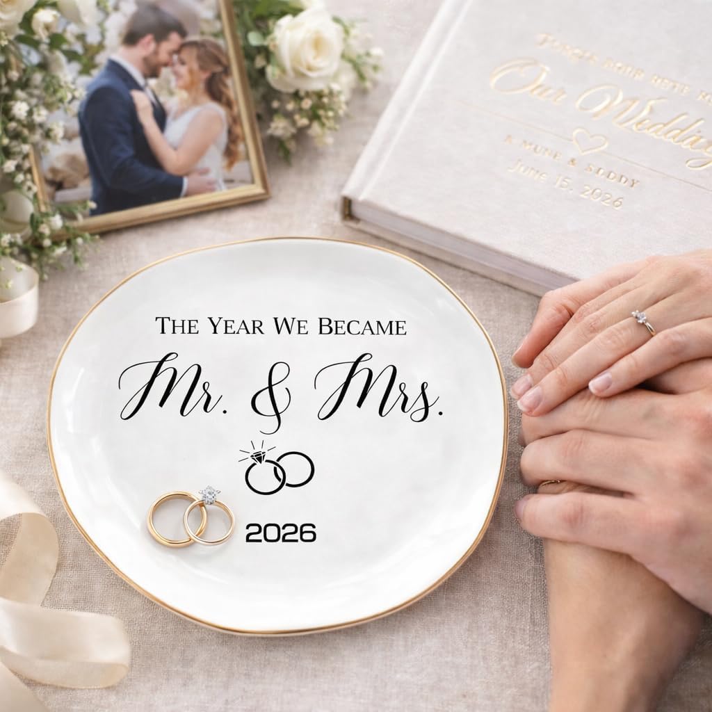 Elegant Ceramic Ring Holder for Engagement / The Year We Became Mr & Mrs 2026