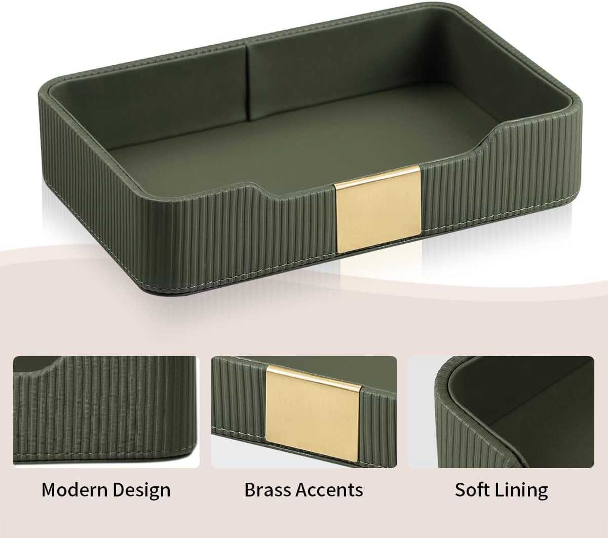 Valet Tray Desktop Storage Organizer / Green