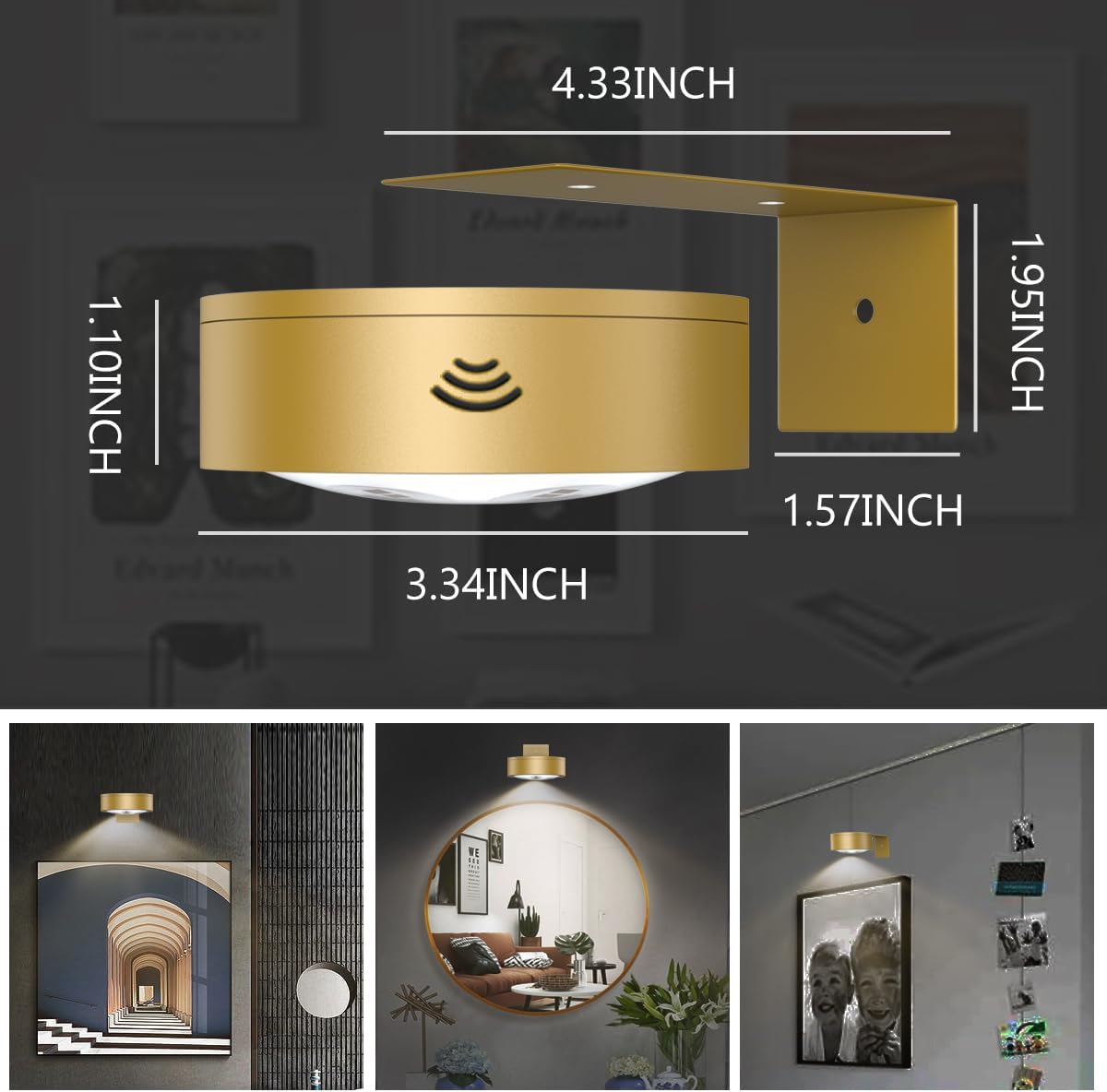 6-Pack Battery Operated Picture Light Magnetic Painting Light with 3 Lighting Modes,Remote and Dimmable Timer Art