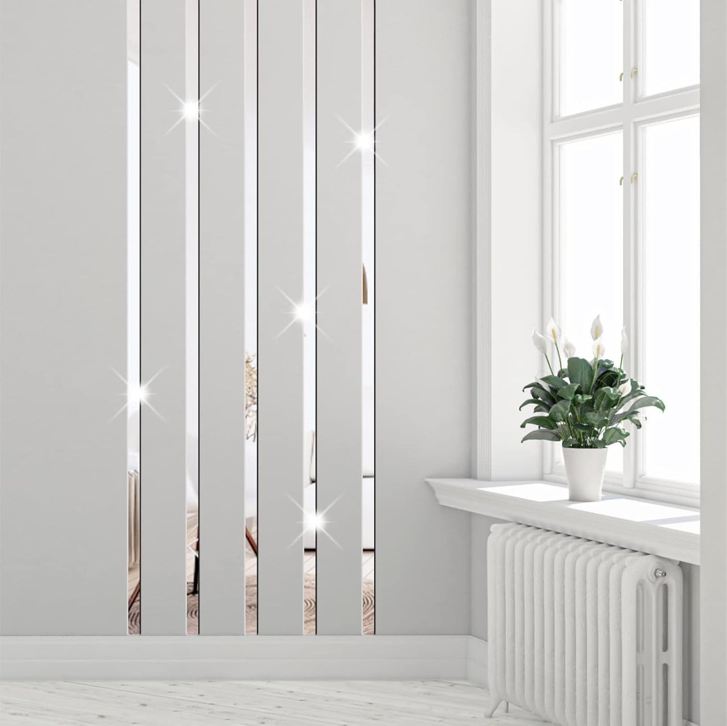 Acrylic Mirror Wall Stickers 3D Striped Mirror / Silver