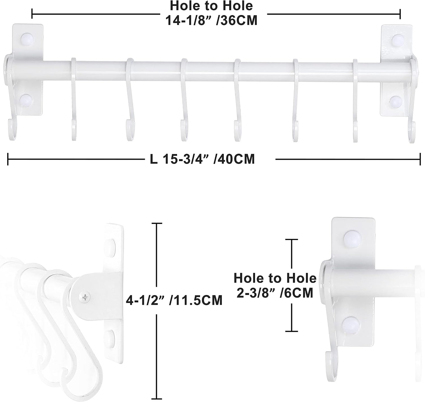 Kitchen Utensil Holder Hanger, Pot and Pan Rack Wall Mounted, Kitchen Rail with 8 Hooks for Hanging Cooking Utensils