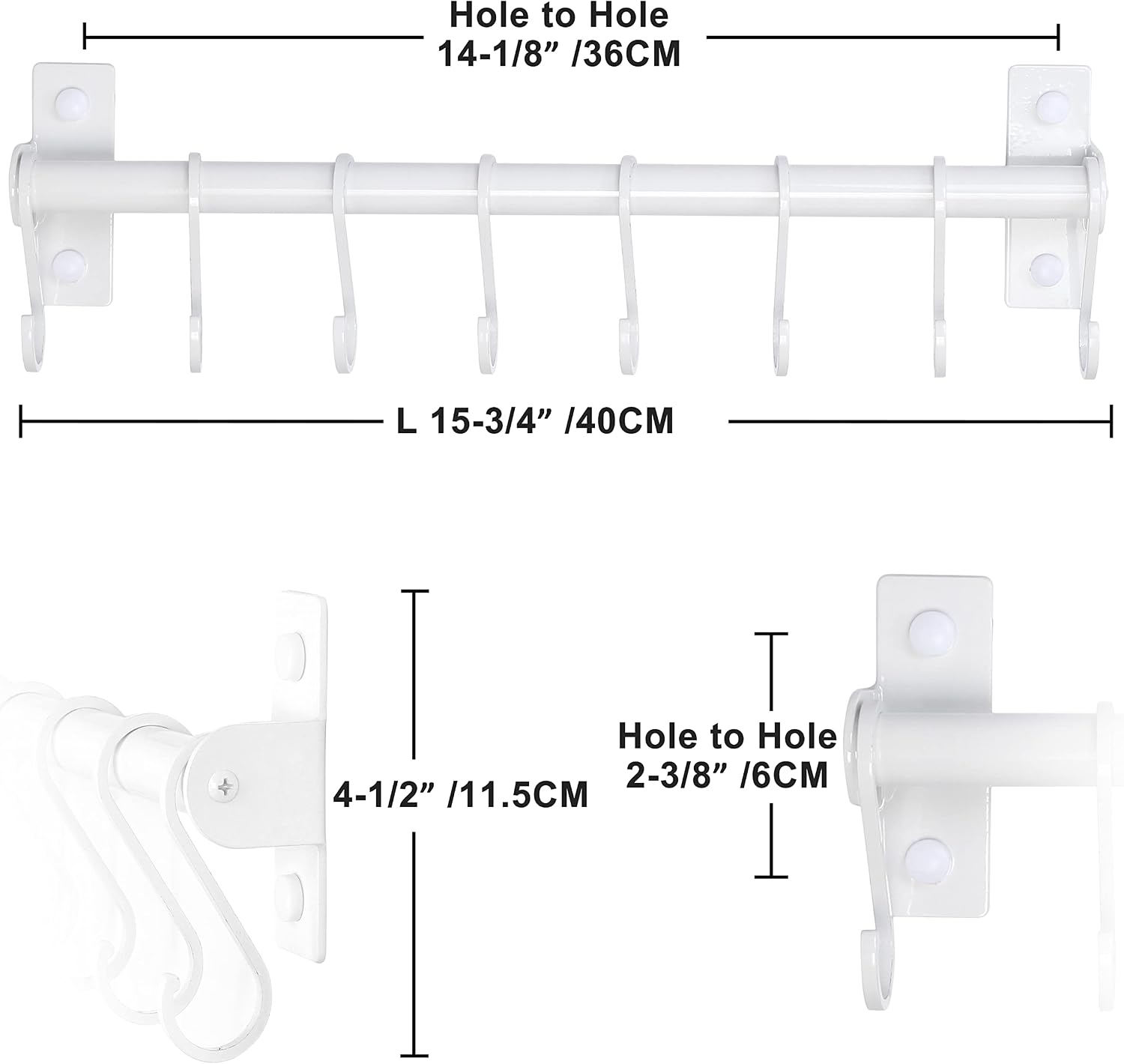 Kitchen Utensil Holder Hanger, Pot and Pan Rack Wall Mounted, Kitchen Rail with 8 Hooks for Hanging Cooking Utensils
