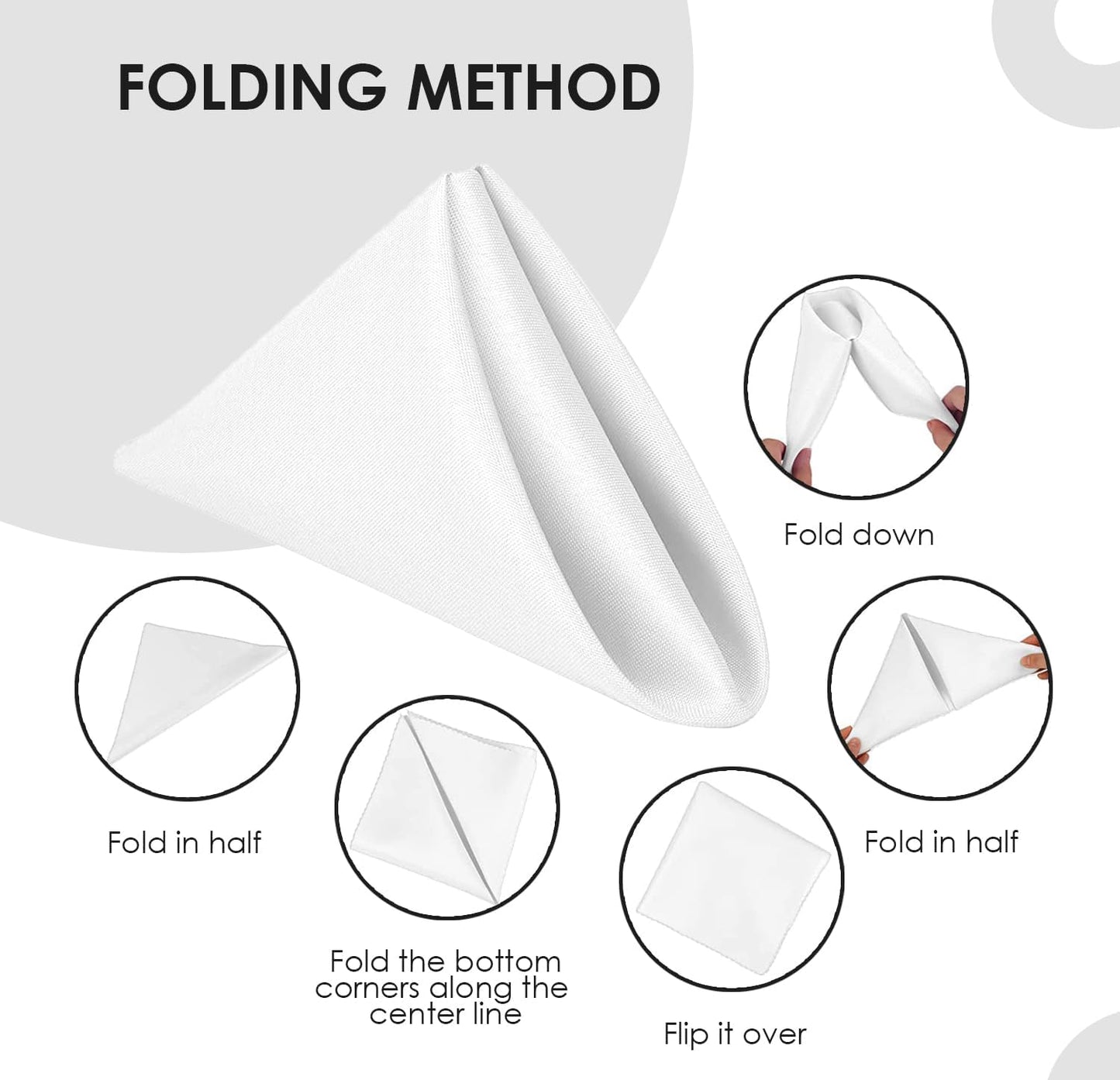 White Cloth Napkins Bulk (Pack of 24) - 100% Polyester Dinner Linen Napkins Cloth Washable & Reusable - Durable with