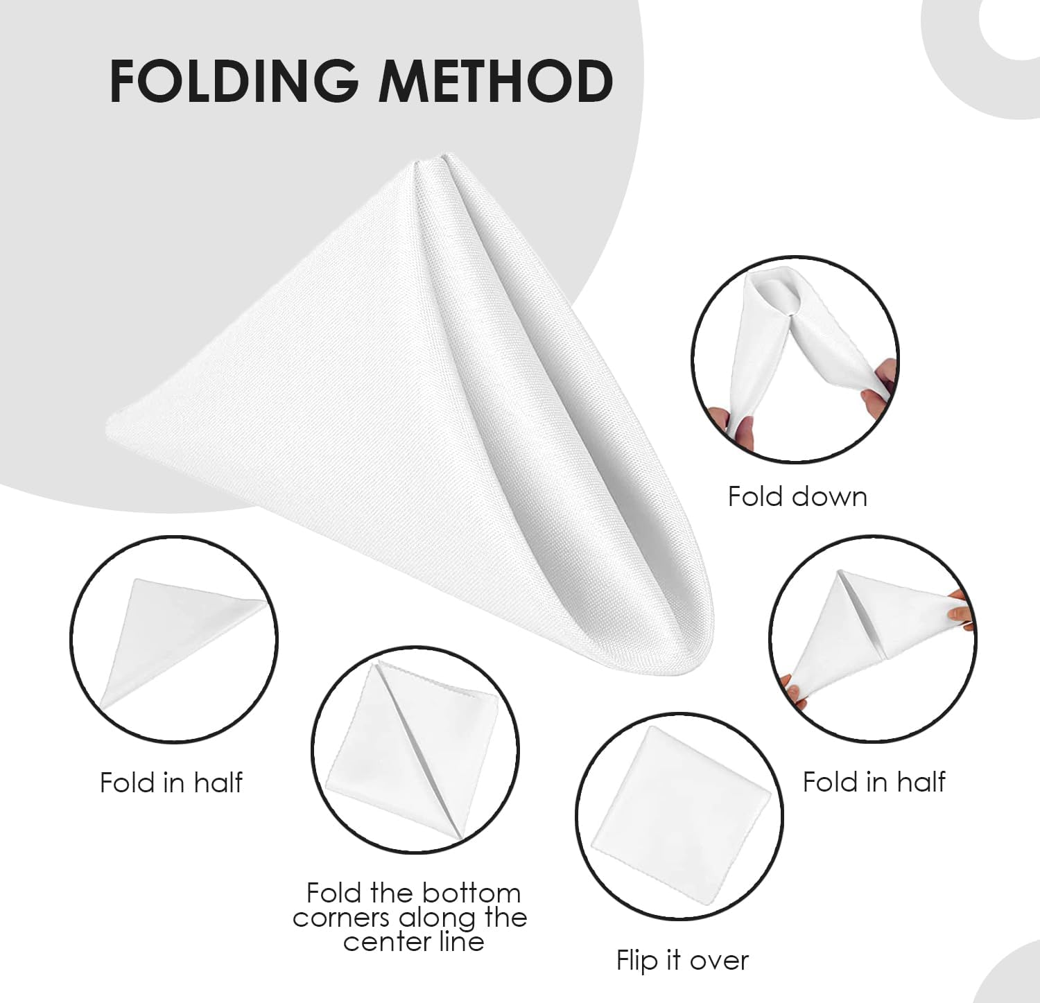 White Cloth Napkins Bulk (Pack of 24) - 100% Polyester Dinner Linen Napkins Cloth Washable & Reusable - Durable with