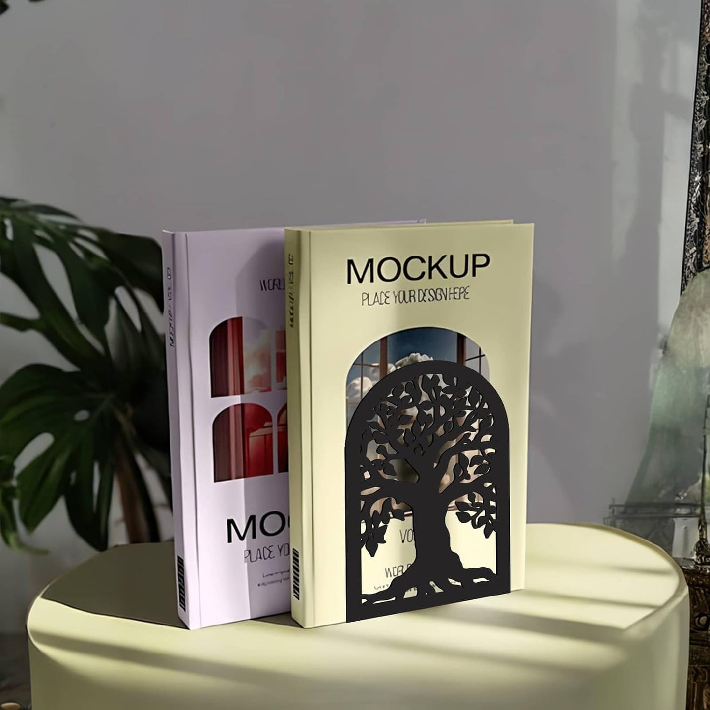 1 Pair Metal Bookends Heavy Duty Study Non-Skid Creative Decorative Small / Tree of Life / Black