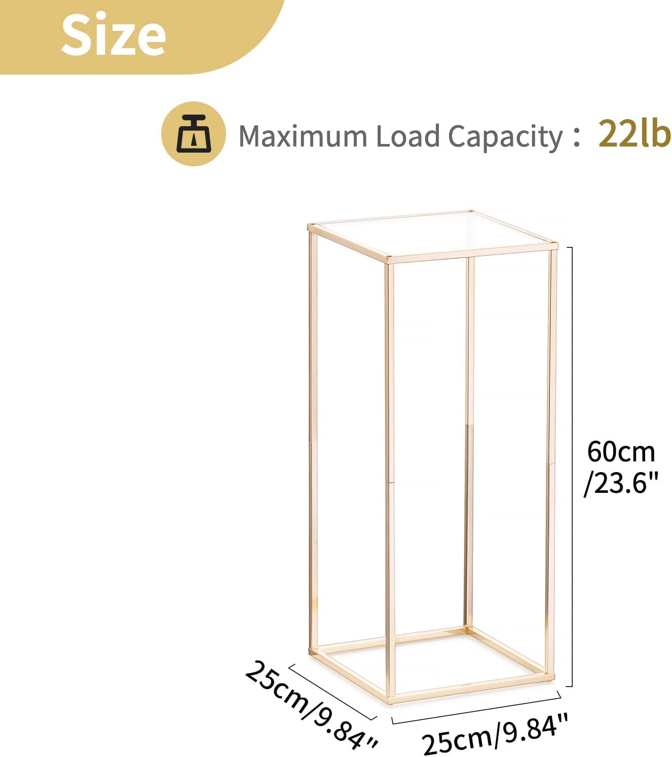 NUPTIO Gold Stands for Centerpieces, Geometric Column, 23.6" Tall, 2 Pcs