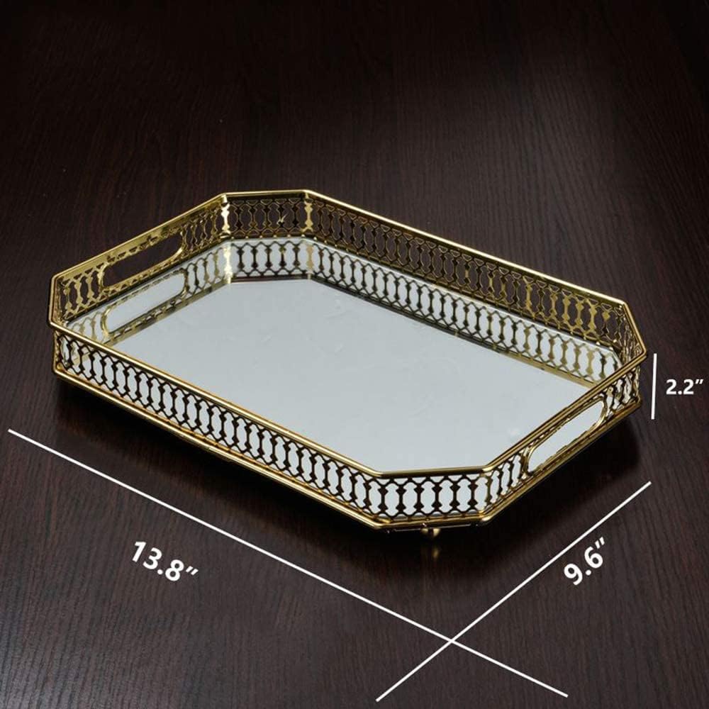 Vintage Gold Mirrored Vanity Tray / Dark Gold