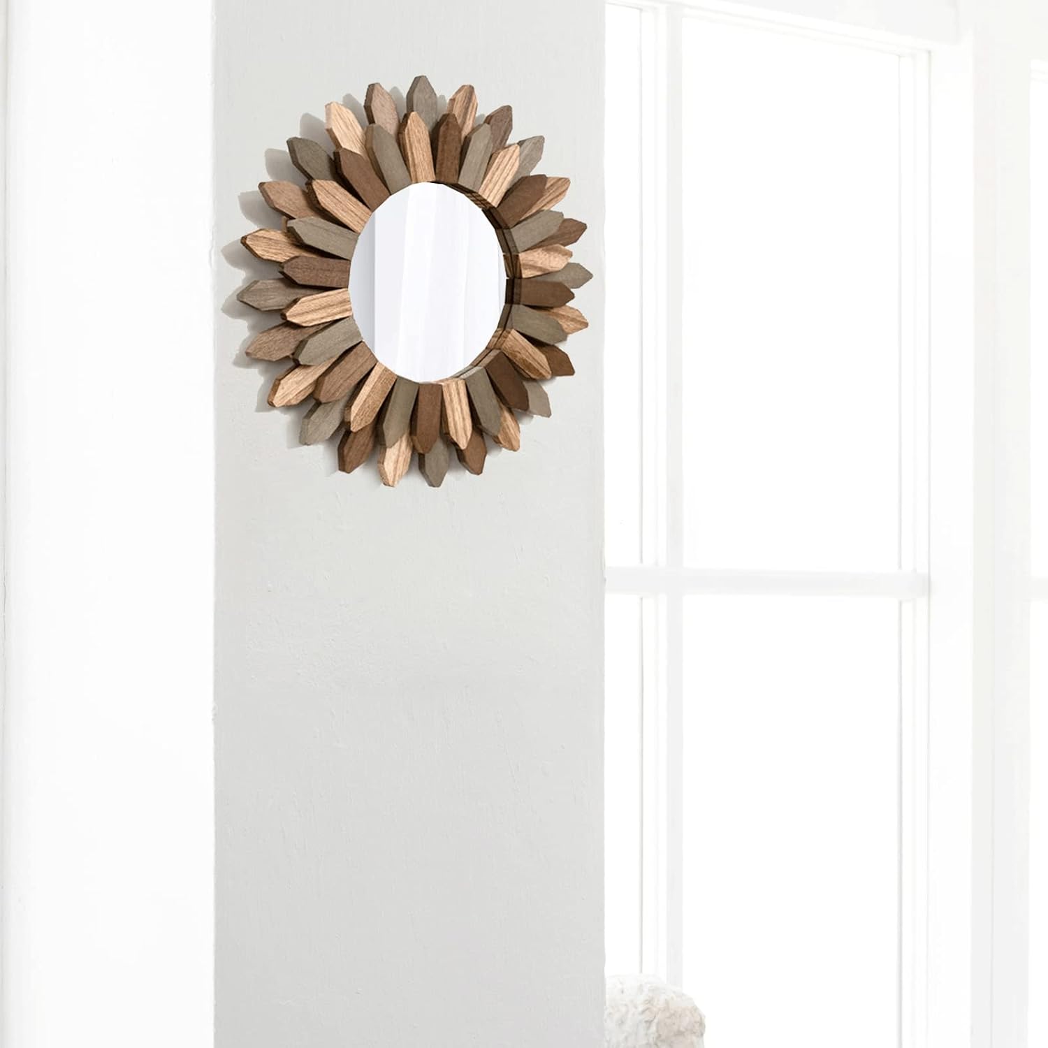 Rustic Wood Sunburst Frame / Tril Color / 12 Inch