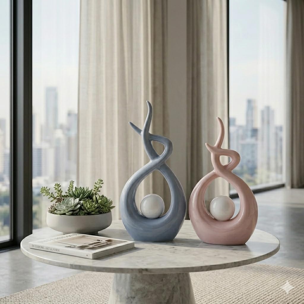 Ceramic Knick Knacks Statues / Blue / Large
