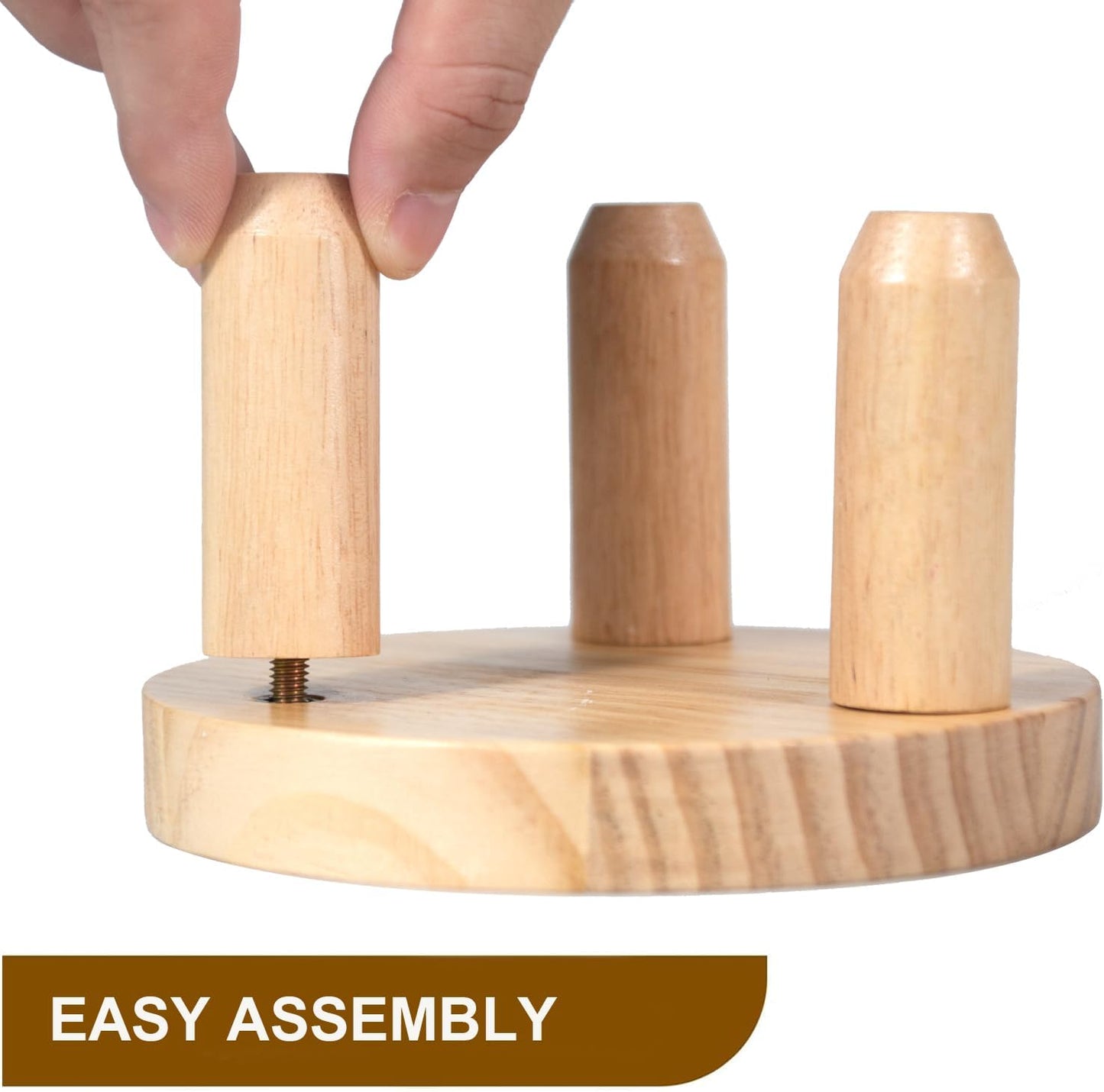 Decorative Round Wood Desktop Plant Stand Mid Century Kitchen Counter Pedestal Stand / Natural