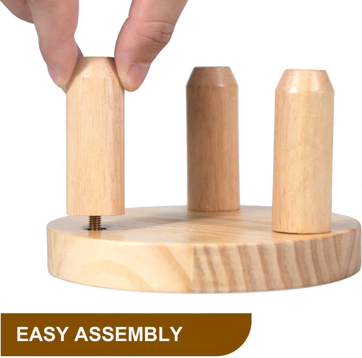 Decorative Round Wood Desktop Plant Stand Mid Century Kitchen Counter Pedestal Stand / Natural