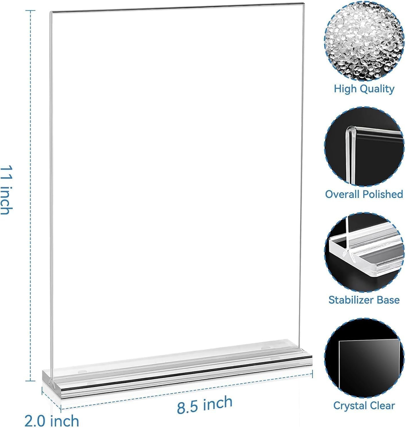 Acrylic Sign Holder / 8.5 x 11 / Clear / Set of 10