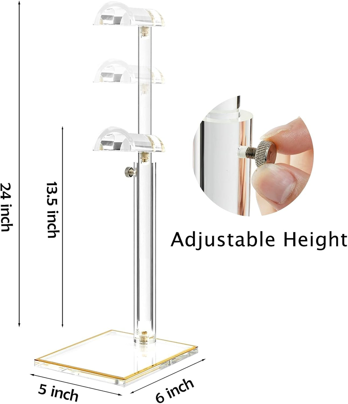4 Pack Acrylic Purse Display Stand, 14"-24" Height Adjustable Handbag Stand | 8MM Stable Base, Clear Purse Holder, Home