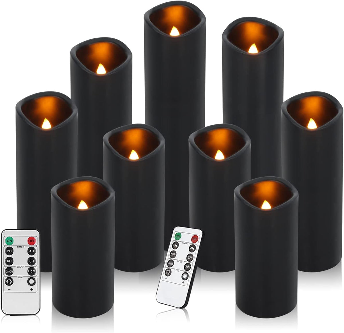 Vinkor Flameless Candles (Black Set of 9)