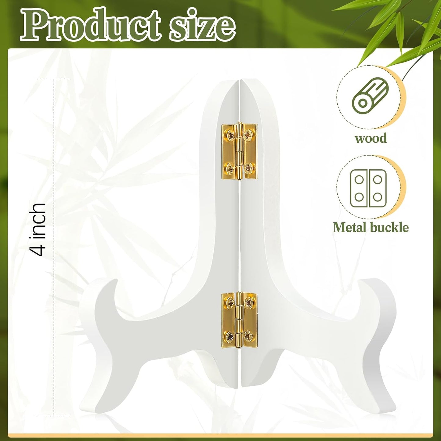 Packs Wooden Display Stand Decorative Plate Stands for Display Picture Frame Holder / White / 4 Inch