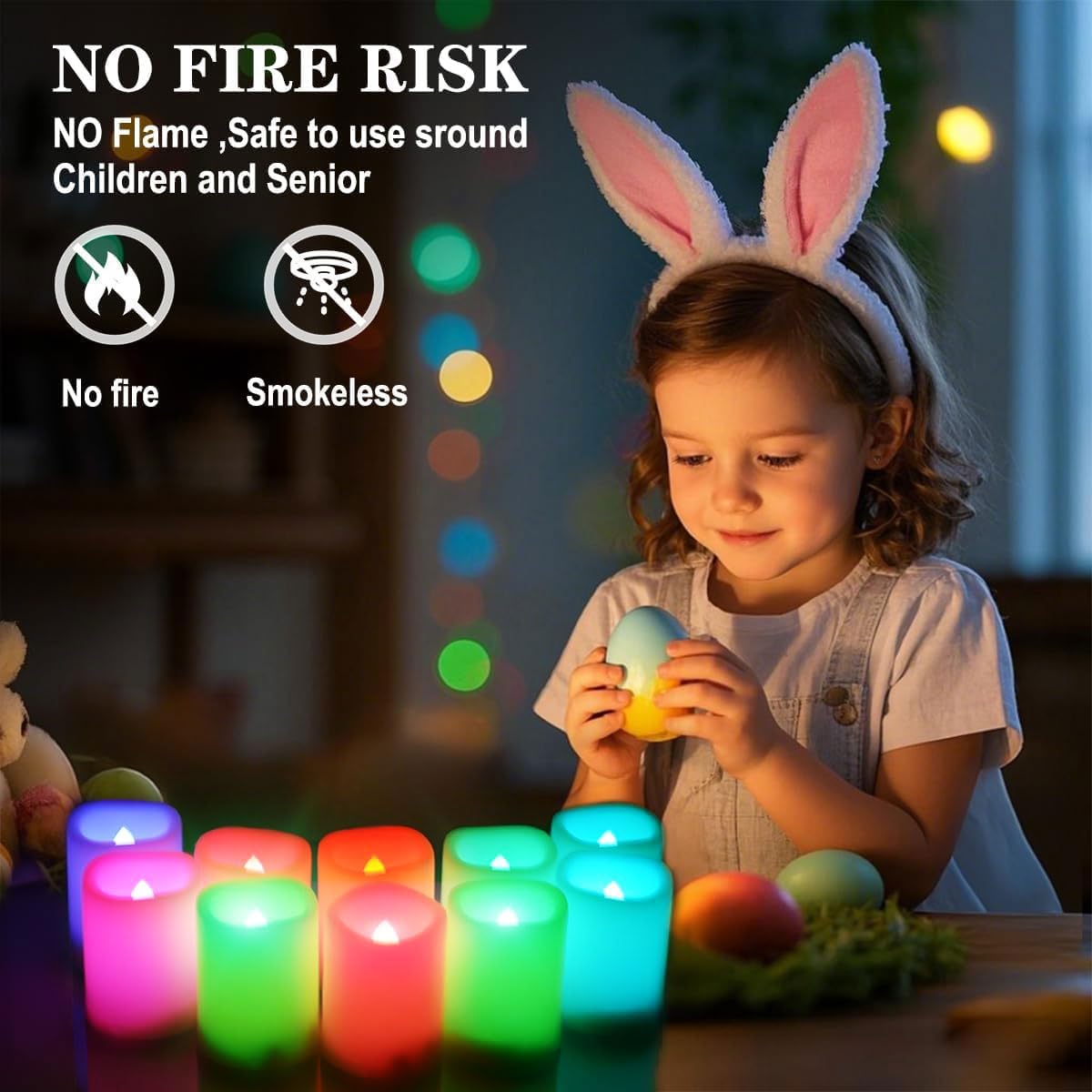 SWEETIME Colored Flameless Votive Candles with Timer-Color Changing Led Tea Light,Battery Operated RGB Votive