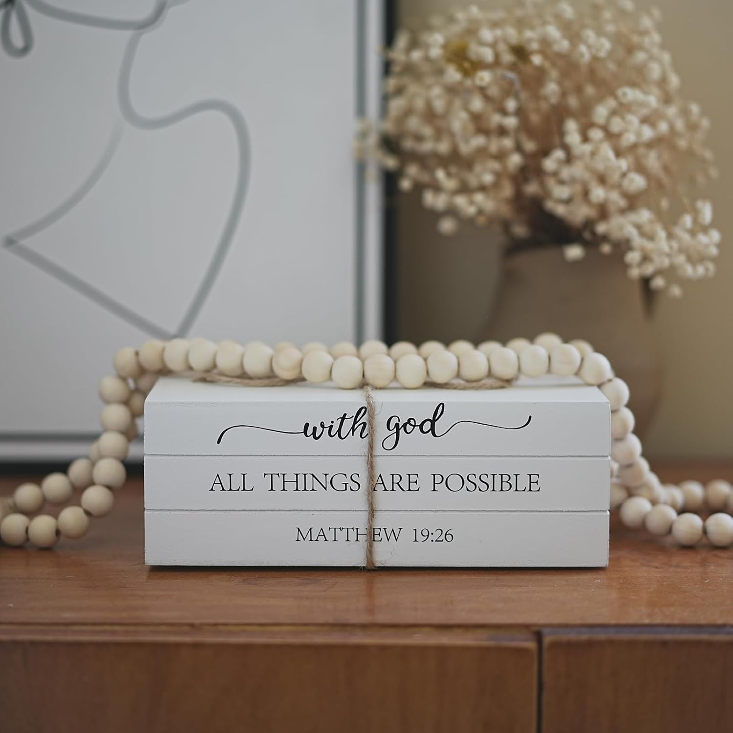 Wooden Faux Book for Decoration / with God ALL THINGS ARE POSSIBLE