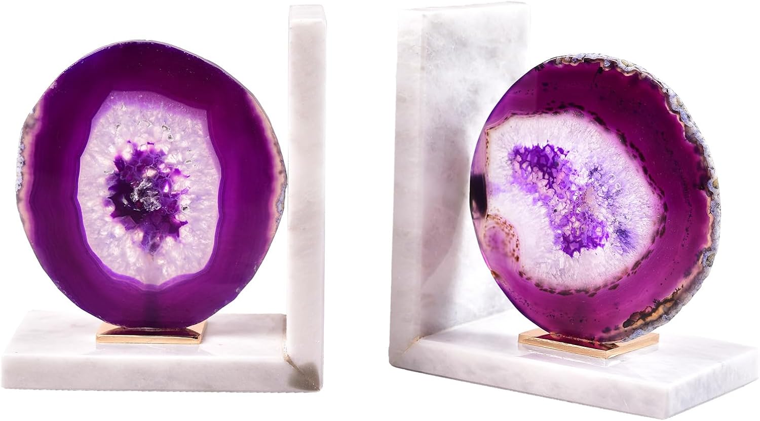 Purple Agate Bookends / 3-4 Lbs / White- Purple