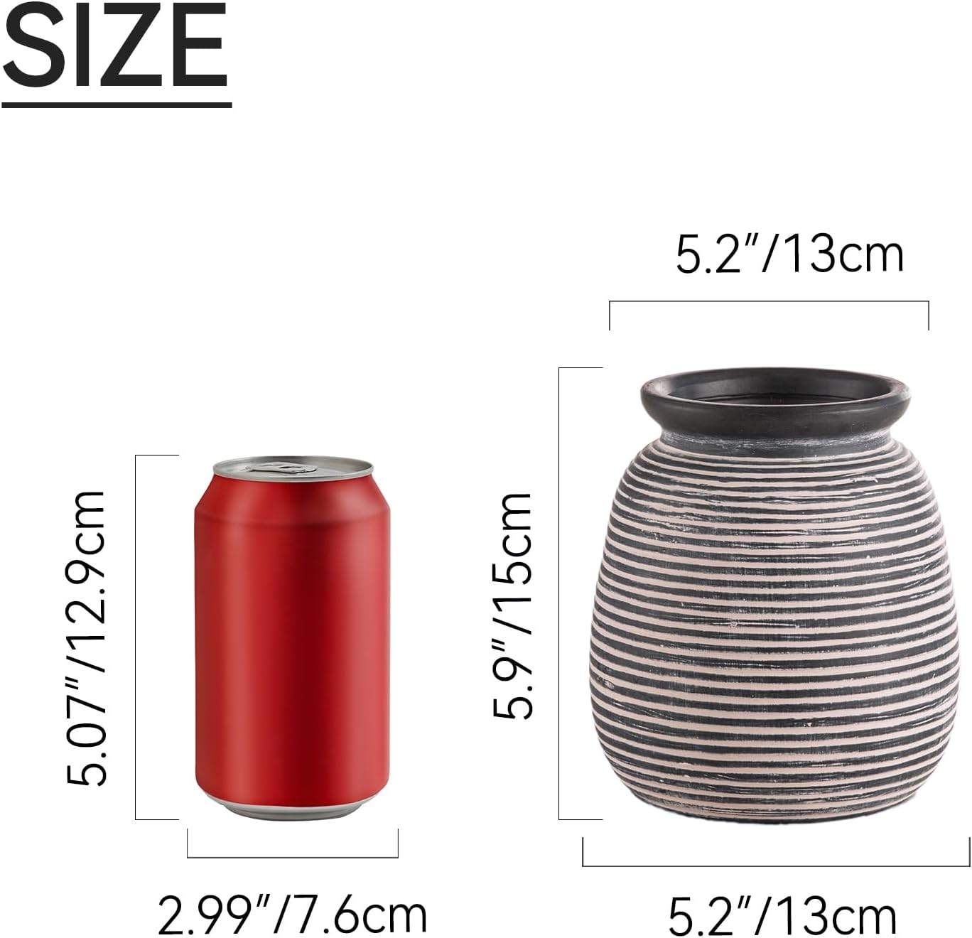 Ceramic Rustic Vase / 6" H - Black