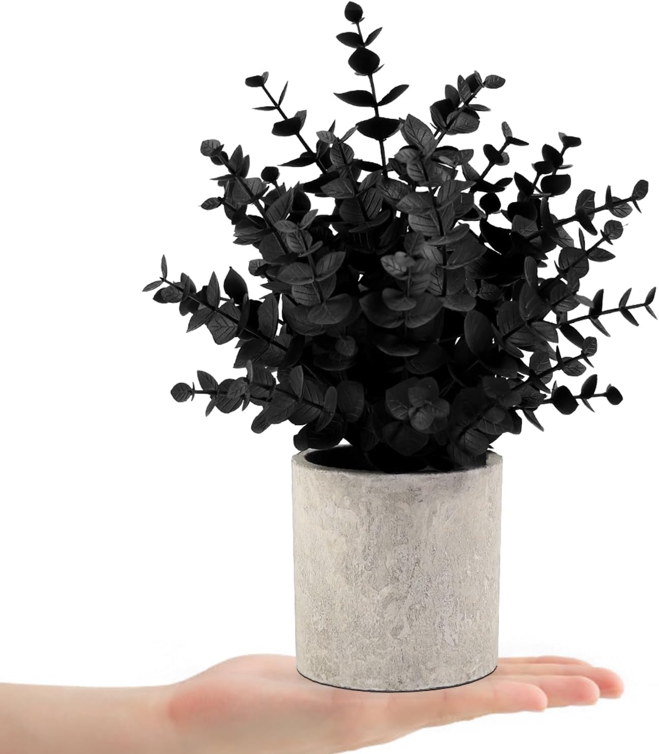 Black Fake Eucalyptus Small Fake Plants Potted Artificial Plants / Black-small / Set of 2