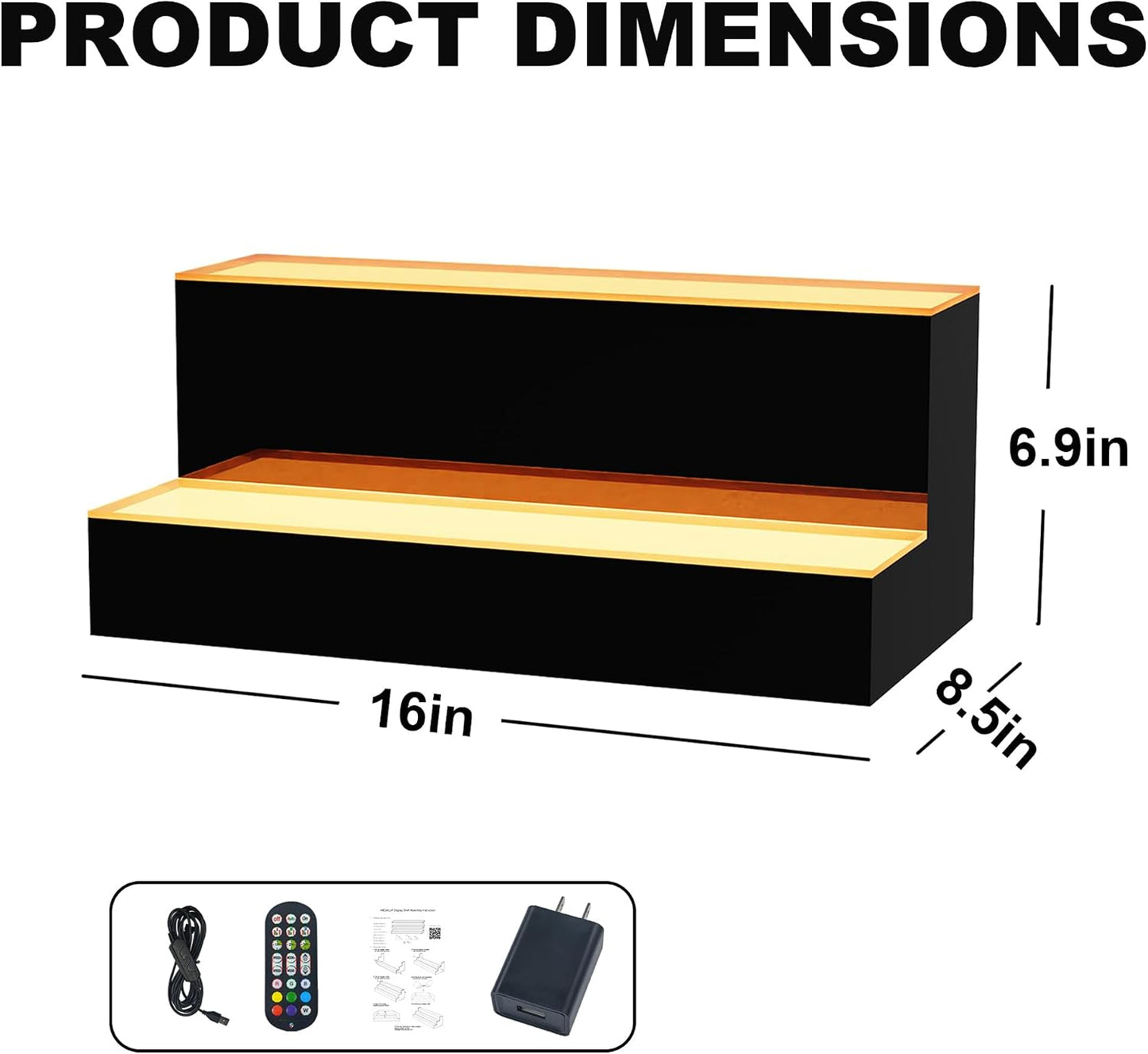 MESAlLUP 16 Inch 2 Tier Lighted Liquor Bottle Display Shelf, LED Bar Shelves with APP or Remote Control, Mulit Color