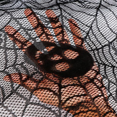 AerWo Skull Spiderweb Halloween Fireplace Mantel Scarf Decorations Indoor