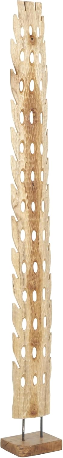 Teak Wood Abstract Handmade Decorative Sculpture Tall Floor Cutout Post Home Decor / 7 x 6 x 49
