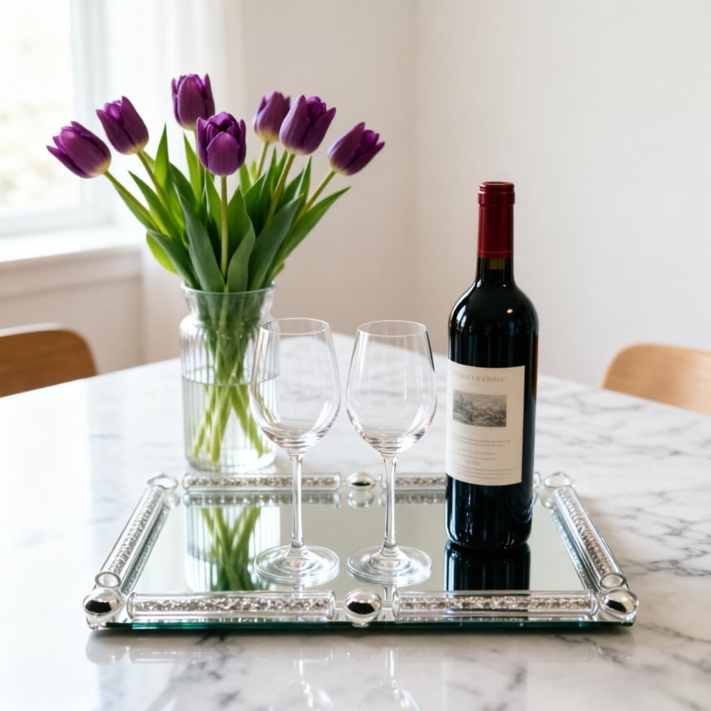 Crystal Glass Tray / Silver / 11.8 x 7.9