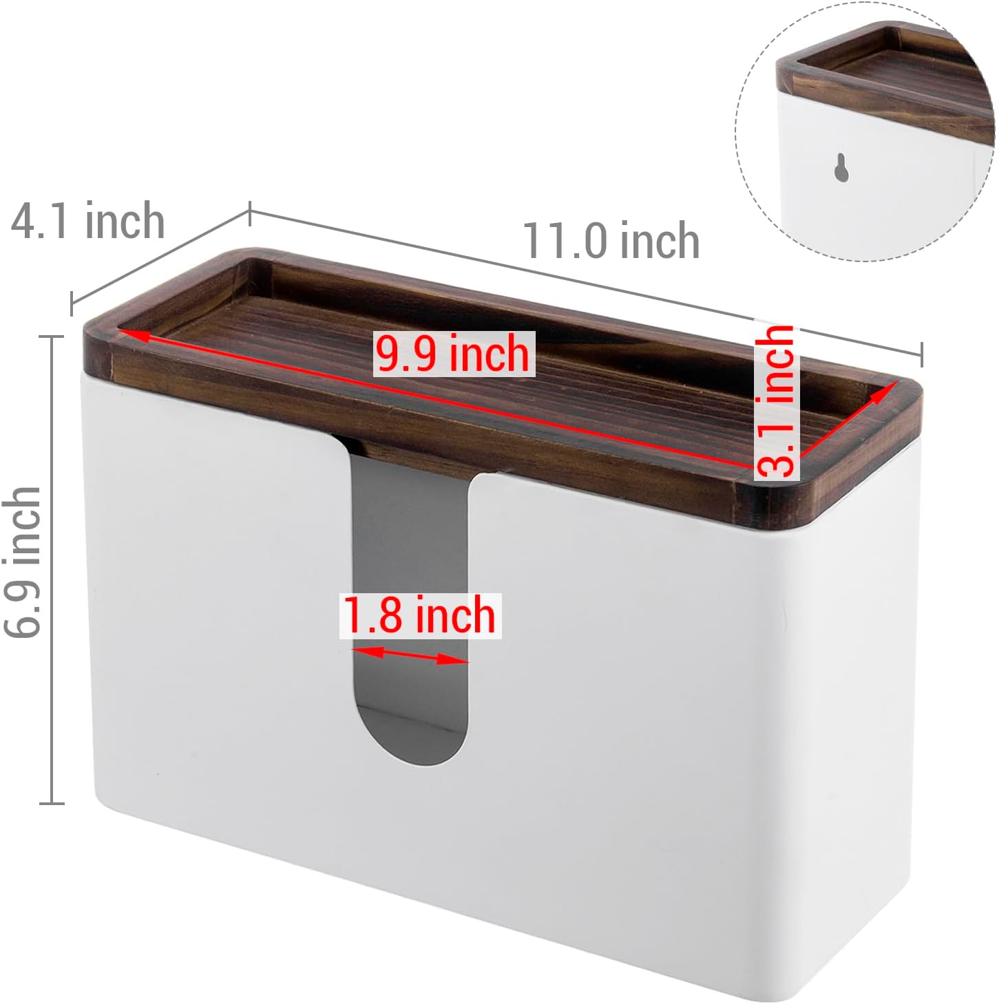 MyGift Deluxe Modern Matte White Metal Folded Commercial Paper Towel Holder with Rustic Burnt Solid Wood Tray Lid, Wall
