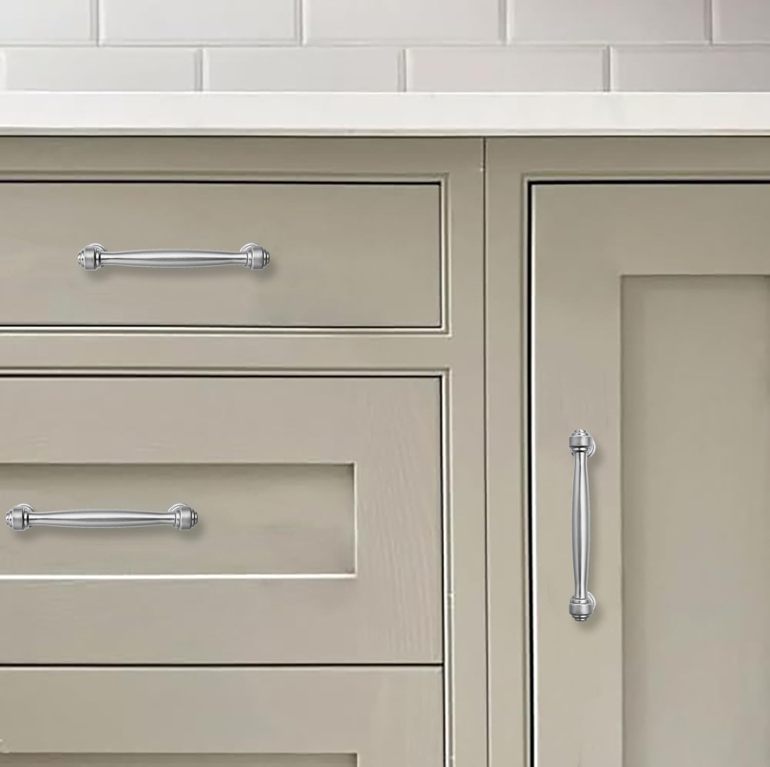 Cabinet Pulls Kitchen Cabinet / 5 Inch Hole Center / Brushed Satin Nickel / 5 Inch / Set of 2